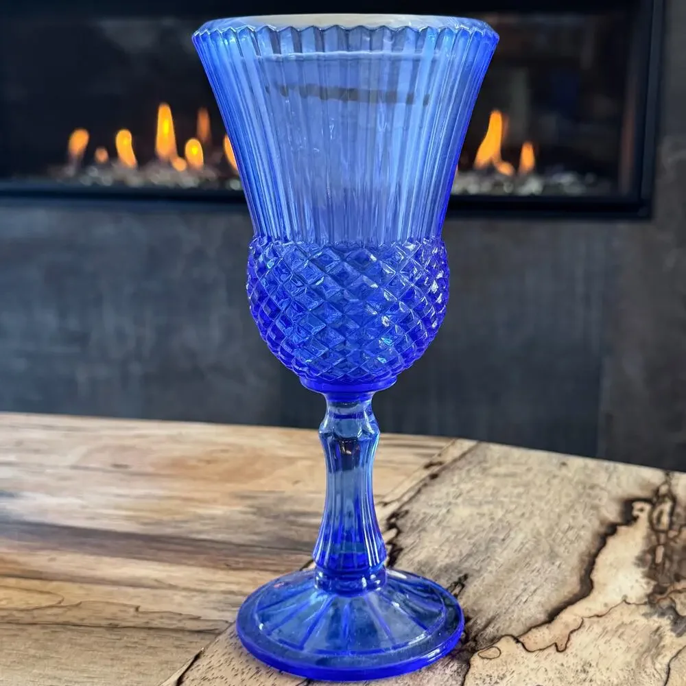 Vintage Avon Fostoria Martha Washington Cobalt Blue Glass Goblet Candle Holder